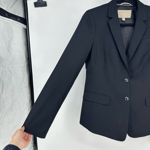 Banana Republic Women’s Wool Blazer Size 10 Black Office Classic Two Buttons - Picture 11 of 12